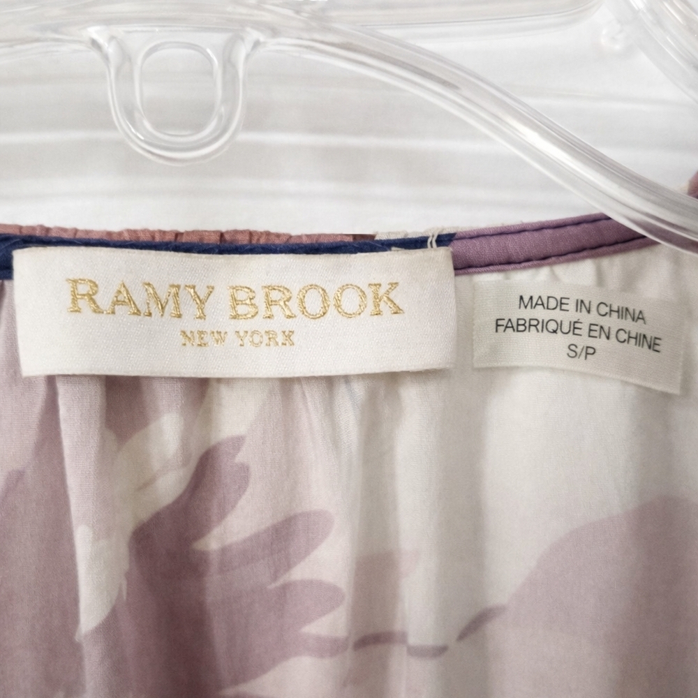 Ramy Brook Gabrielle Surplice Satin Floral Wrap Blouse - Picture 5 of 6